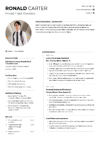 Private Flight Attendant Resume Private Flight Attendant Resume