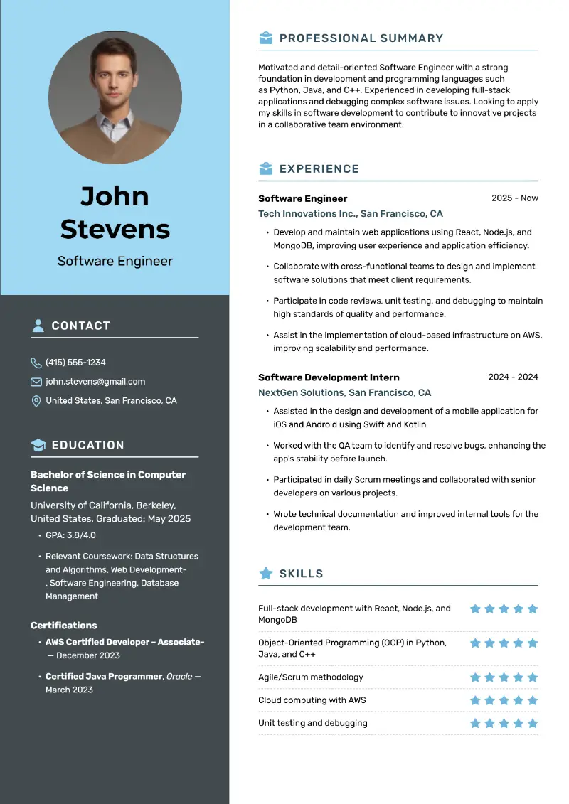 Entry-Level Computer Science Resume Examples for 2025