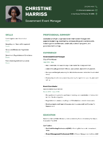 Government Event Manager Resume Government Event Manager Resume