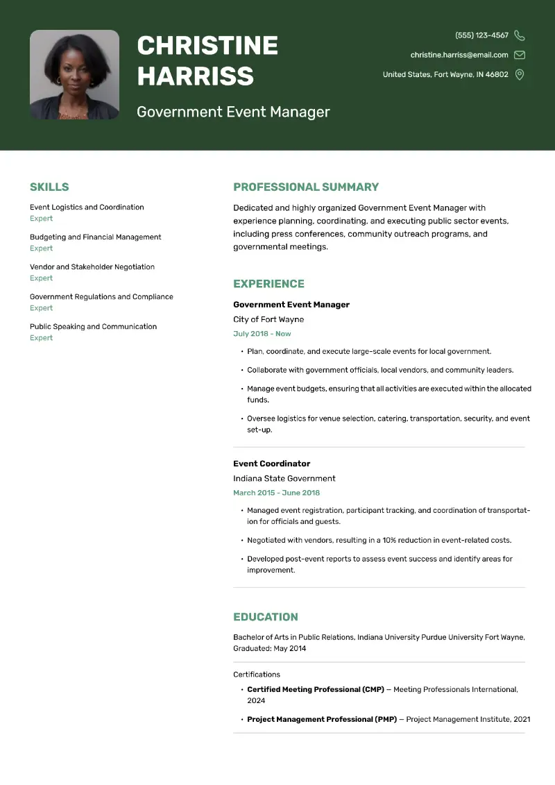 Government Event Manager Resume Government Event Manager Resume