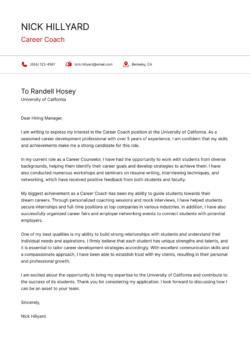 Career Coach Cover Letter Career Coach Cover Letter
