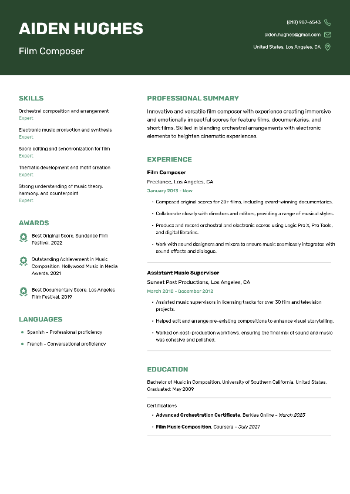 Film Composer  Resume