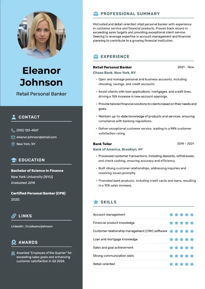 Personal Banker Resume Examples and Key Skills to Highlight