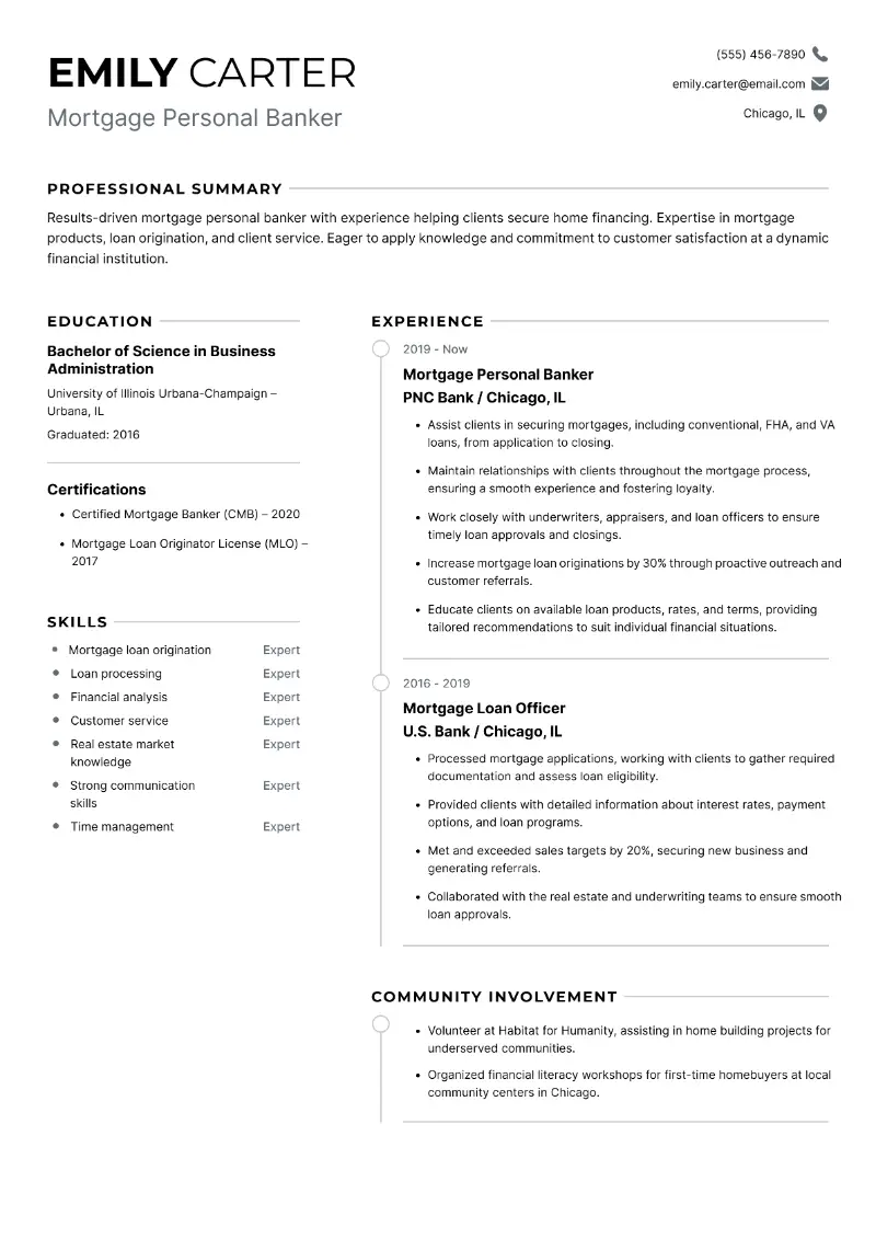 Mortgage Personal Banker Resume Mortgage Personal Banker Resume
