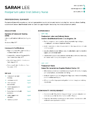 Postpartum Labor And Delivery Nurse Resume Postpartum Labor And Delivery Nurse Resume
