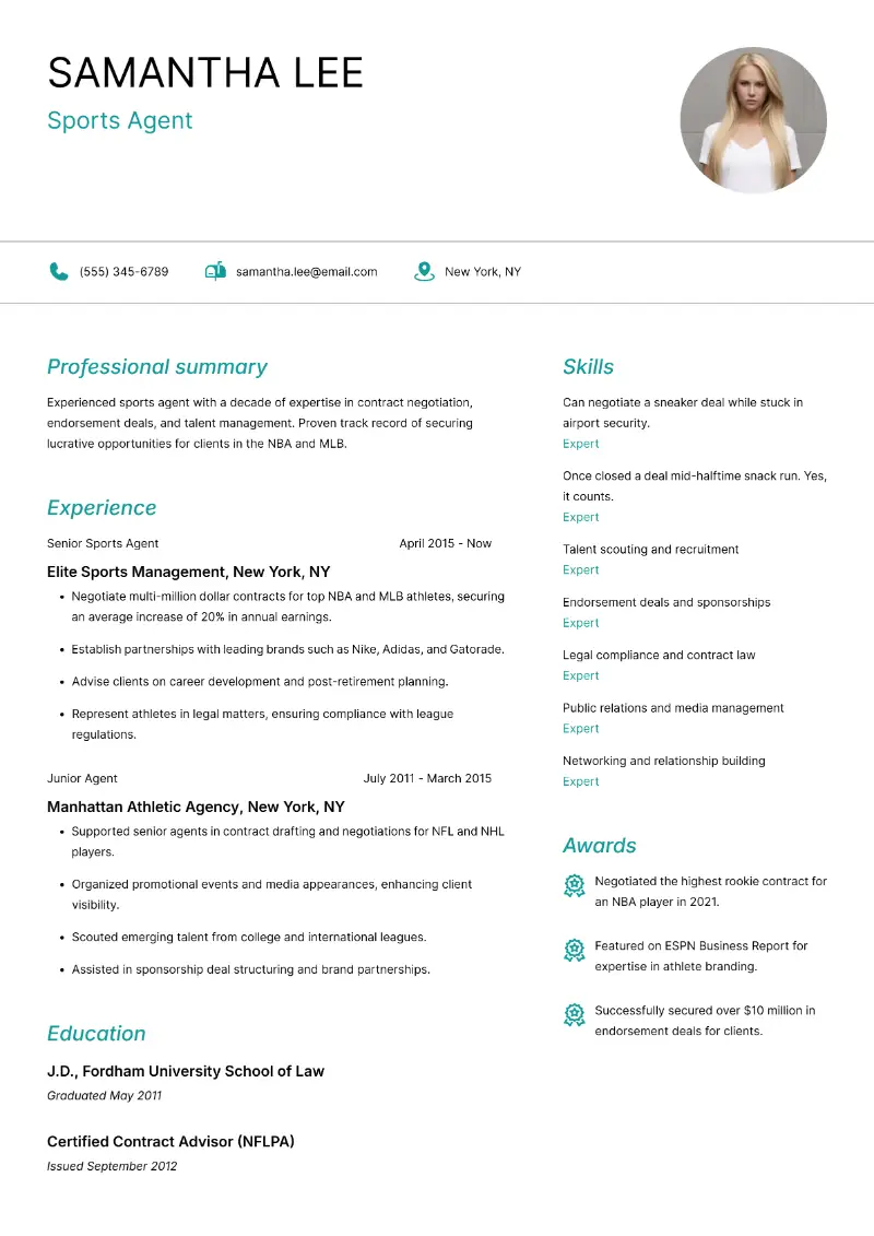 Sports Agent Resume Sports Agent Resume