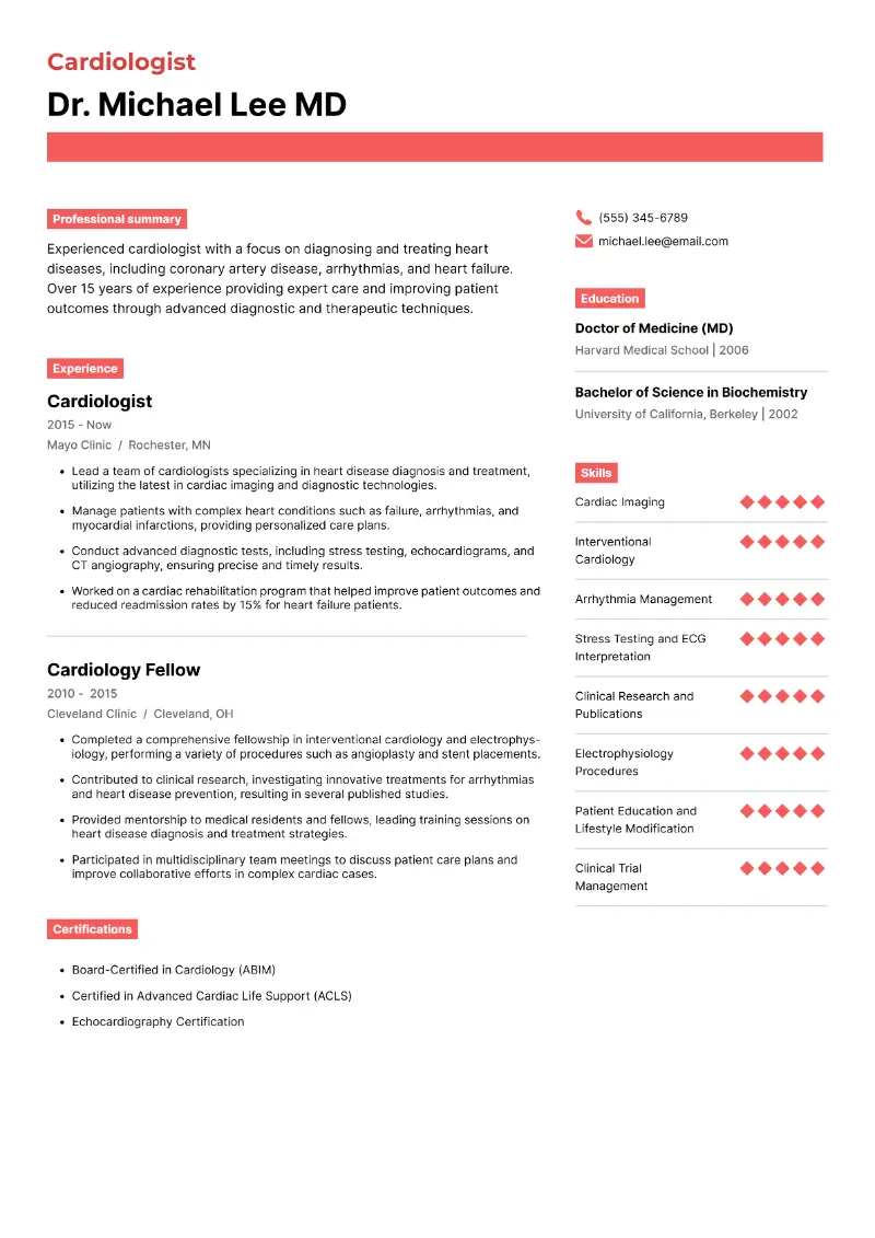 Cardiologist  Resume Cardiologist  Resume