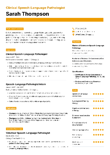 Clinical Speech-Language Pathologist Resume