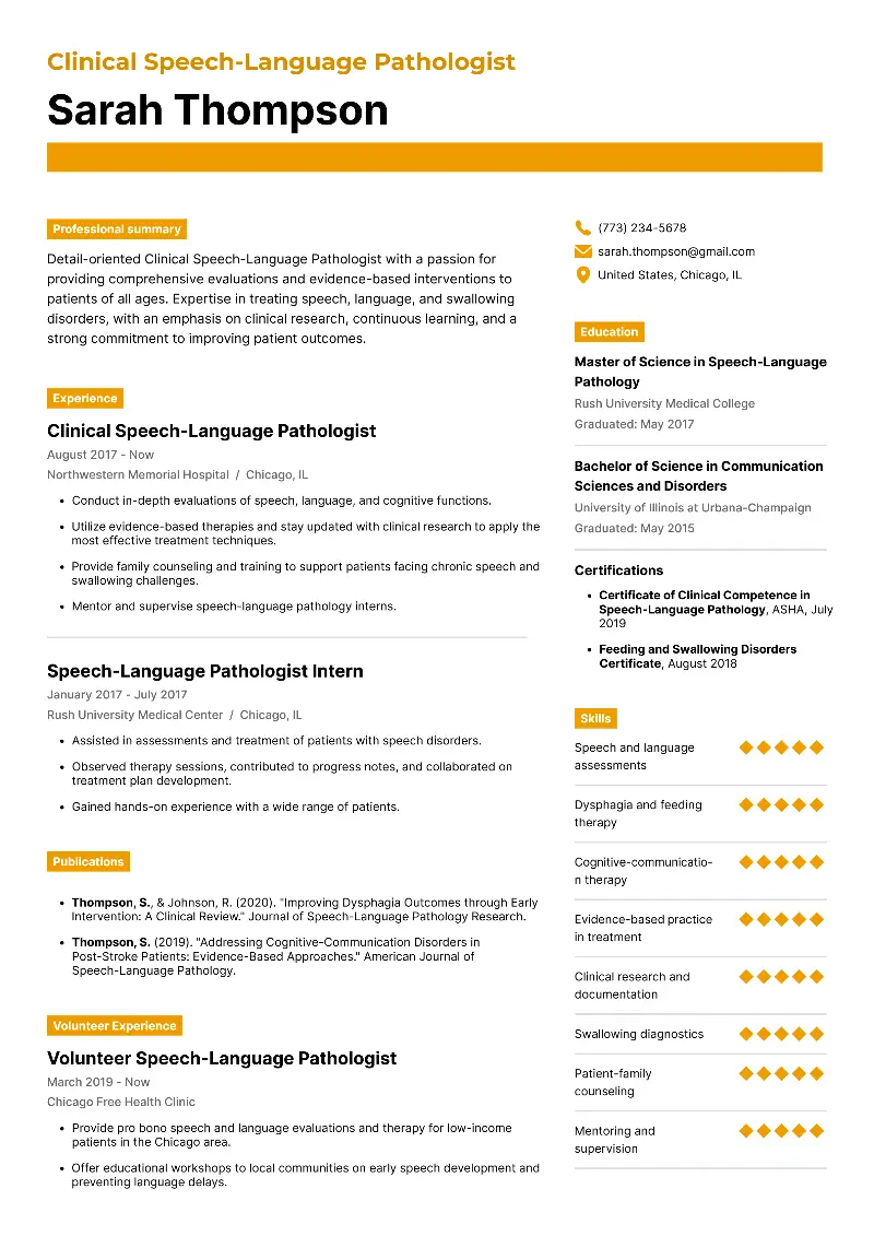 Clinical Speech-Language Pathologist Resume Clinical Speech-Language Pathologist Resume
