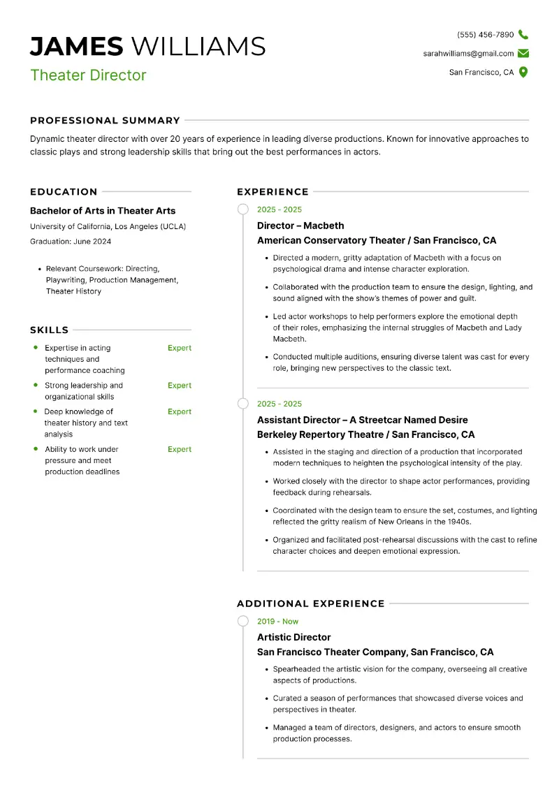 Theater Director Resume Theater Director Resume