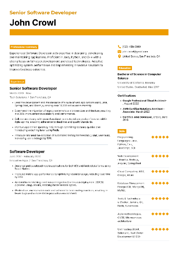 Senior Software Developer Resume Senior Software Developer Resume
