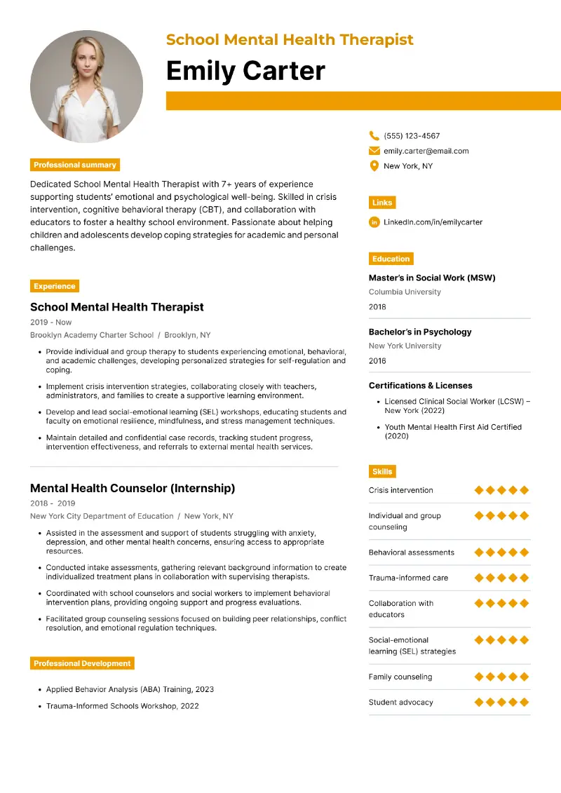 Mental Health Therapist Resume Examples, Skills, & Tips