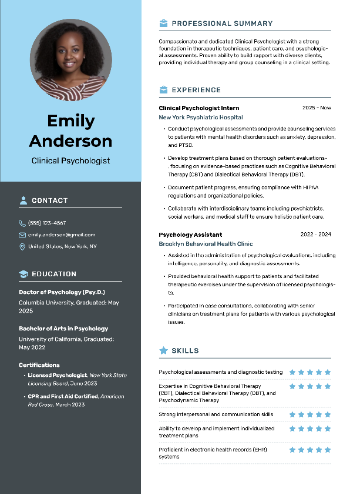 Clinical Psychologist Resume