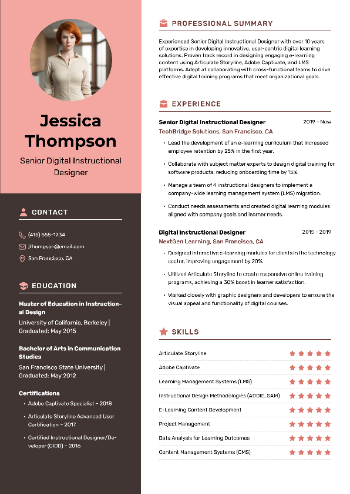 Senior Digital Instructional Designer Resume
