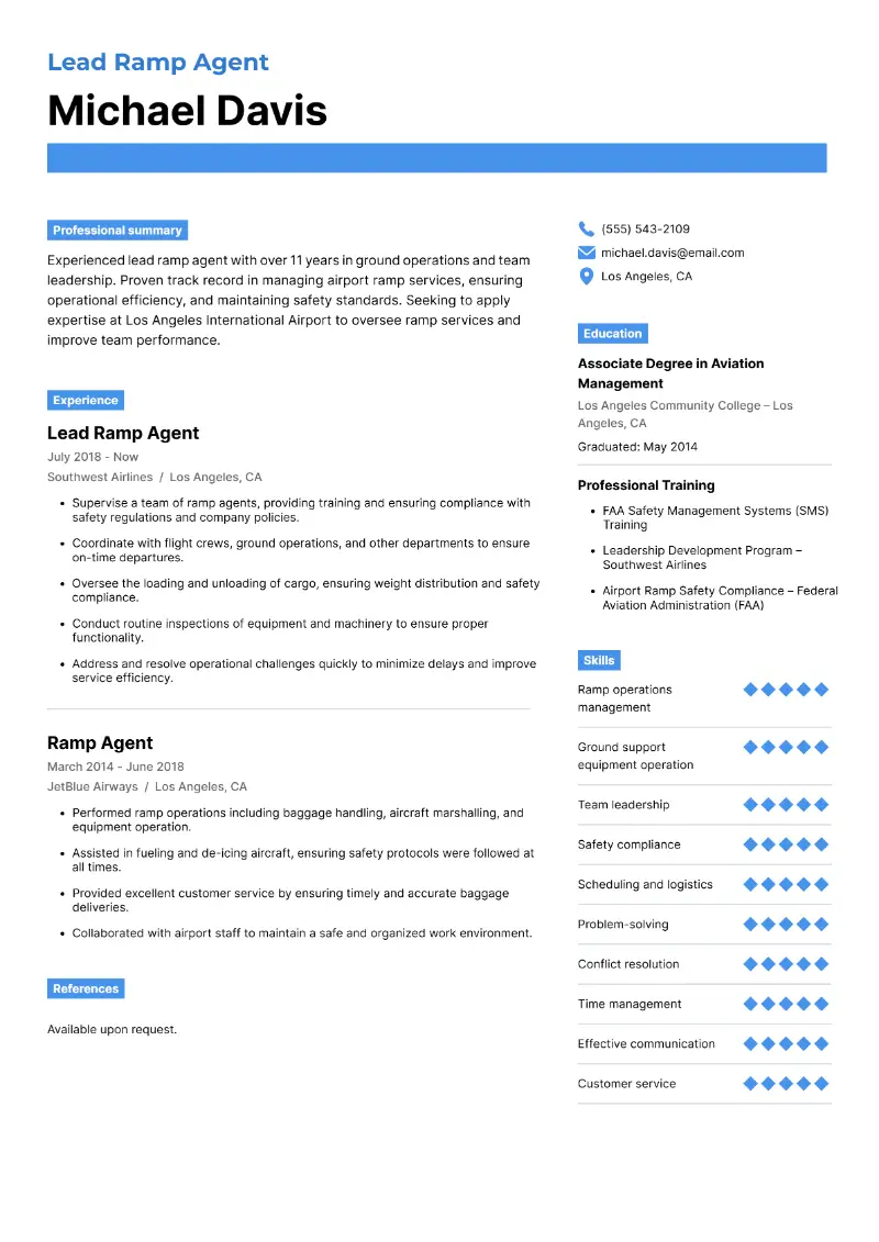 Lead Ramp Agent Resume