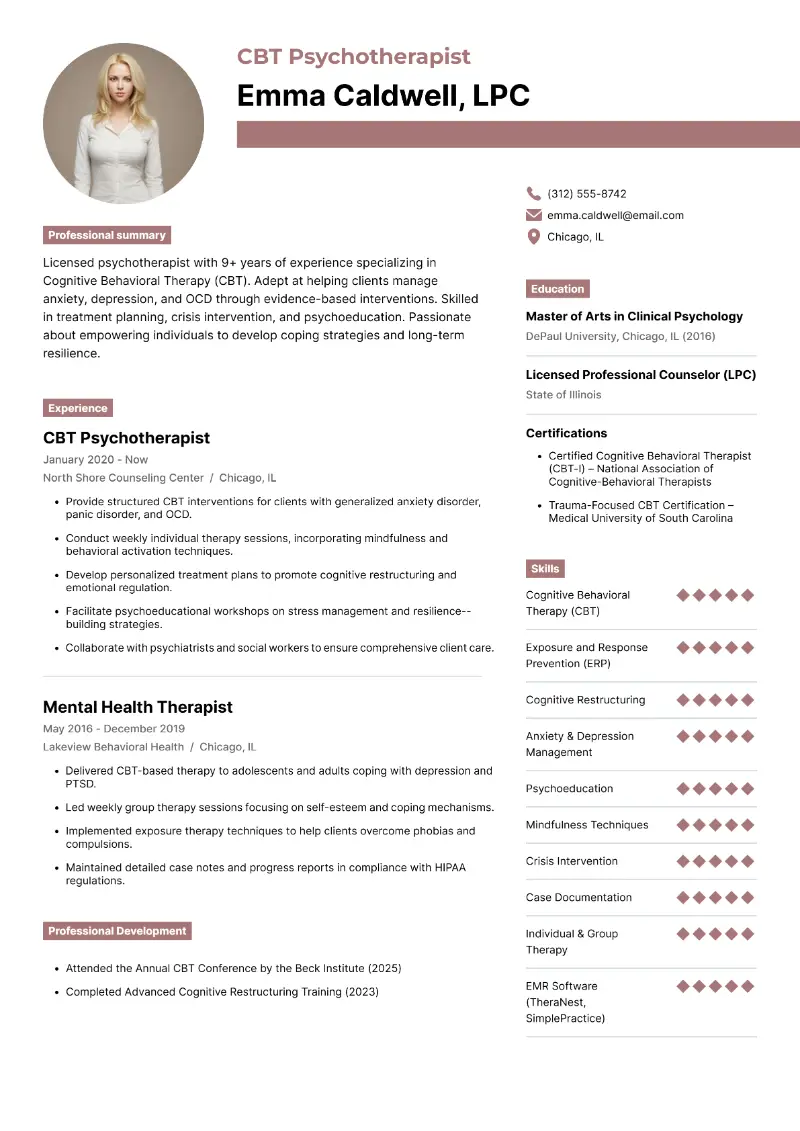 Psychotherapist Resume Examples, Guide & Tips