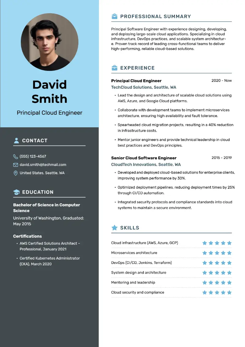 Principal Software Engineer Resume Examples for 2025