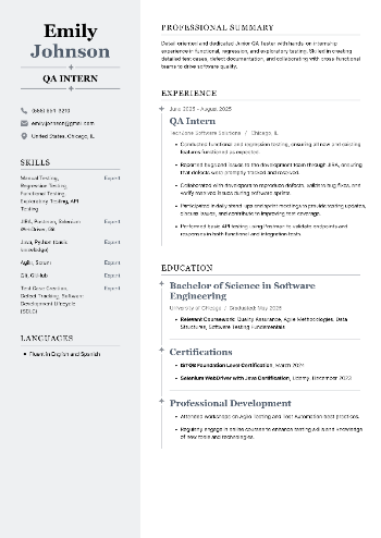 QA Intern Resume QA Intern Resume