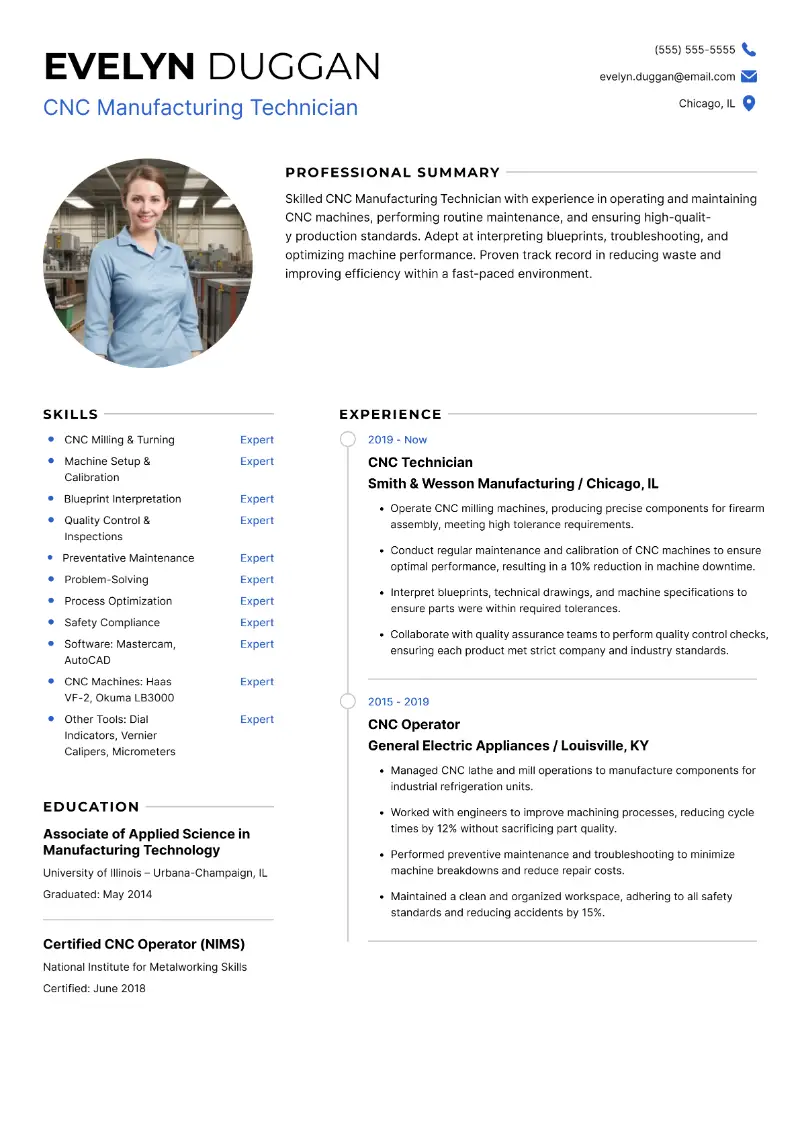 Manufacturing Technician Resume: Examples & Tips for 2025