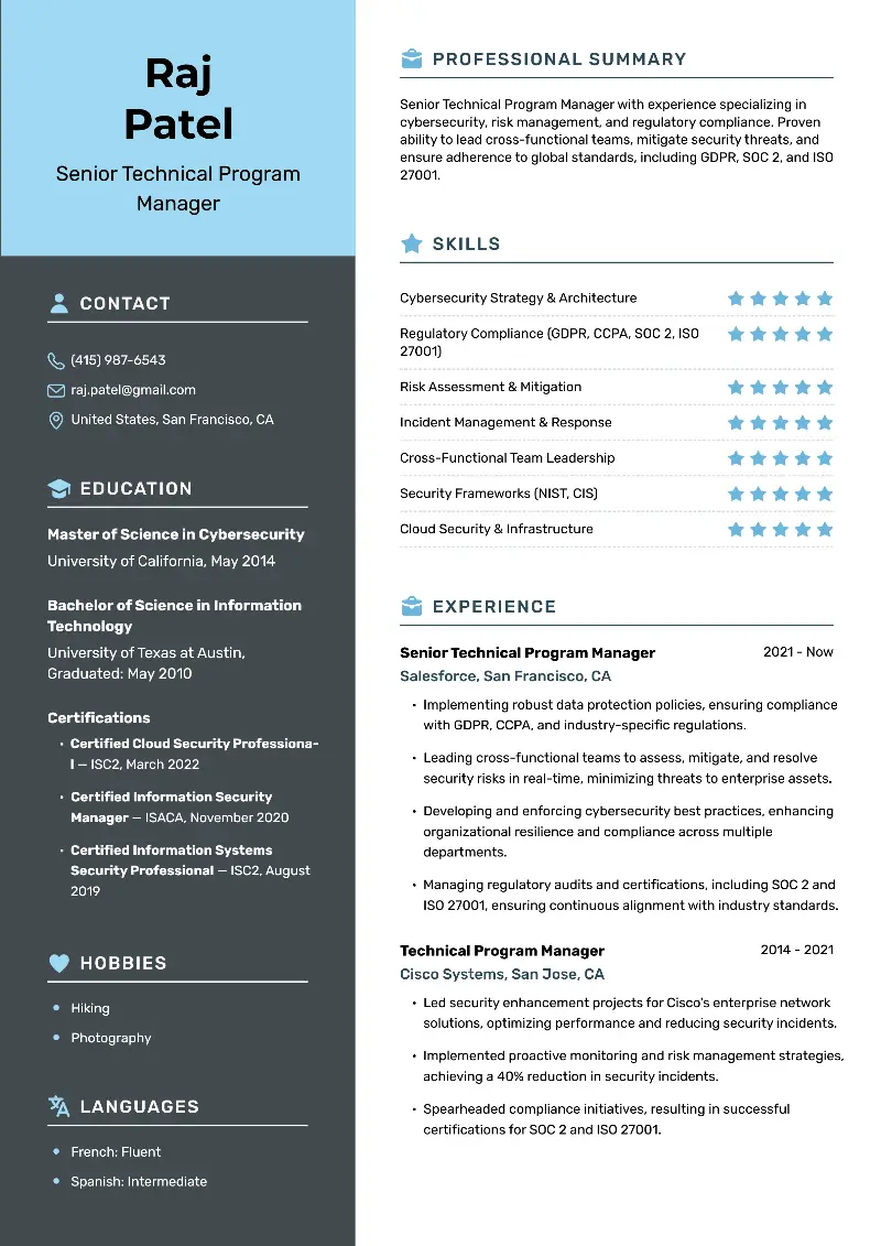Senior Technical Program Manager Resume Senior Technical Program Manager Resume