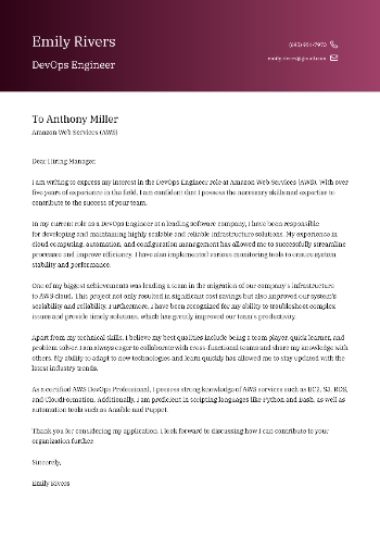 DevOps Engineer Cover Letter Sample DevOps Engineer Cover Letter Sample