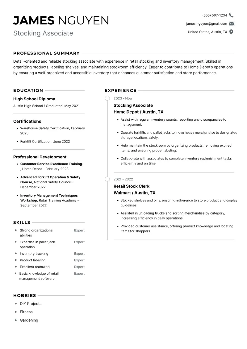 Stocking Associate Resume Stocking Associate Resume