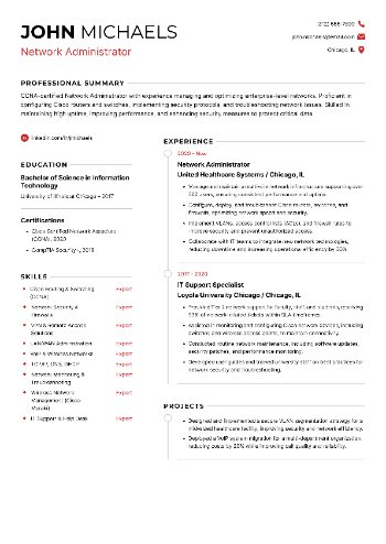 Network Administrator Resume Example