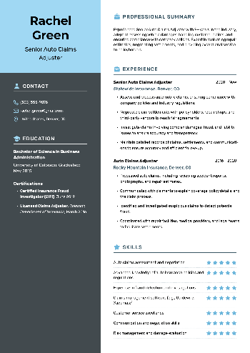 Senior Auto Claims Adjuster Resume Senior Auto Claims Adjuster Resume