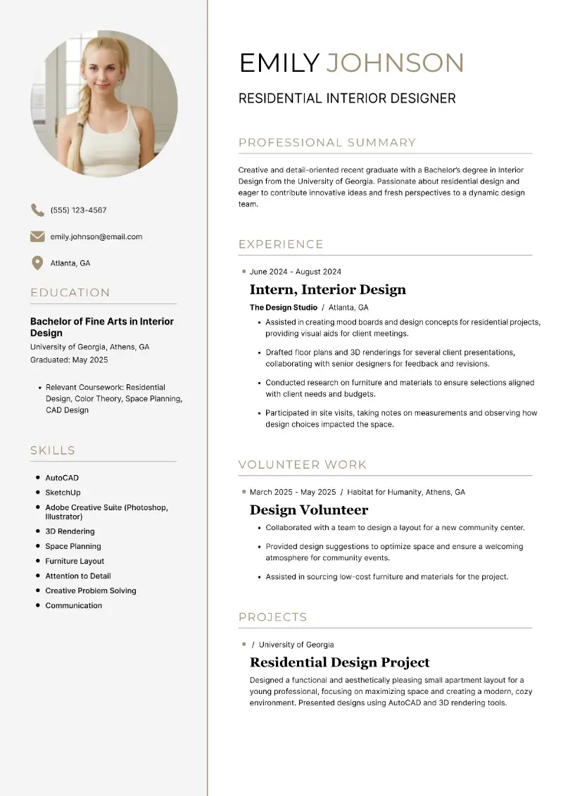 Junior Interior Designer Resume Examples, Skills, and Tips