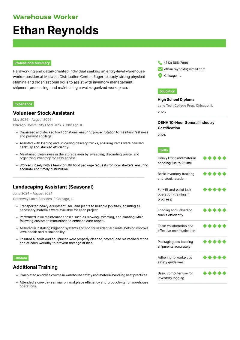 Entry-Level General Labor Resume Examples and Tips for 2025