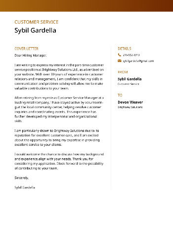 Customer Service Cover Letter Customer Service Cover Letter