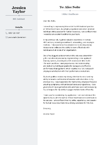 HR Assistant Cover Letter