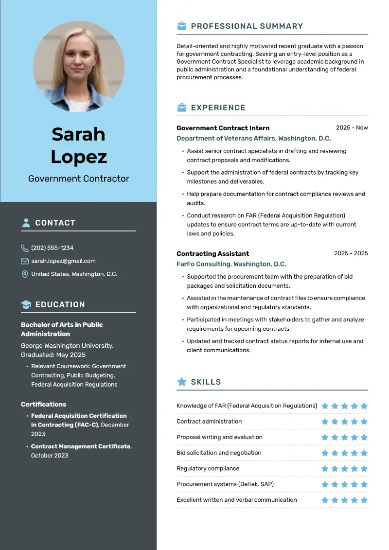 Government Contract Specialist Resume Examples for 2025