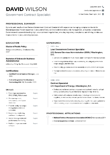 Government Contract Specialist Resume Government Contract Specialist Resume