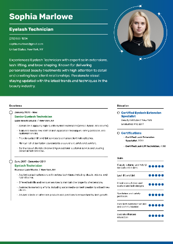 Eyelash Technician Resume Example