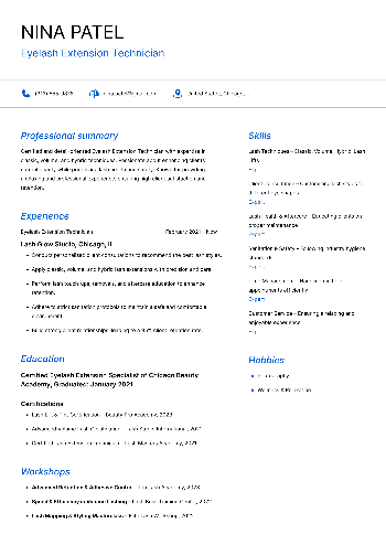 Eyelash Extension Technician Resume Eyelash Extension Technician Resume