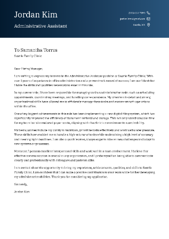 Administrative Assistant Cover Letter Administrative Assistant Cover Letter