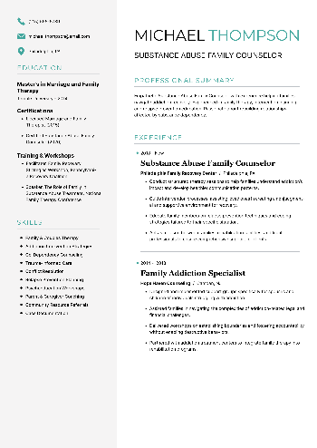 Substance Abuse Family Counselor Resume Substance Abuse Family Counselor Resume