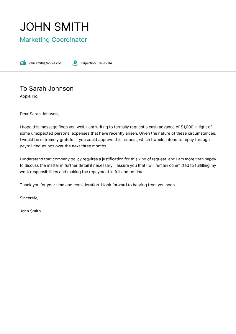 How to Write a Cash Advance Letter: Examples and Tips