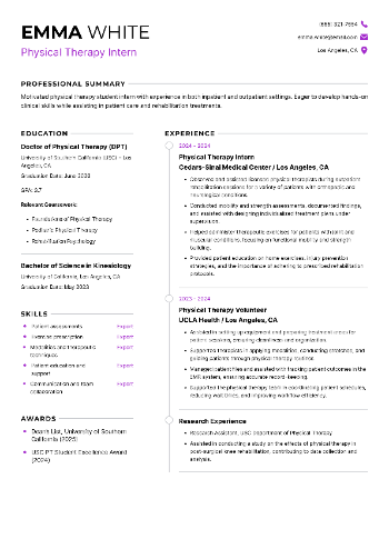 Physical Therapy Intern Resume Physical Therapy Intern Resume