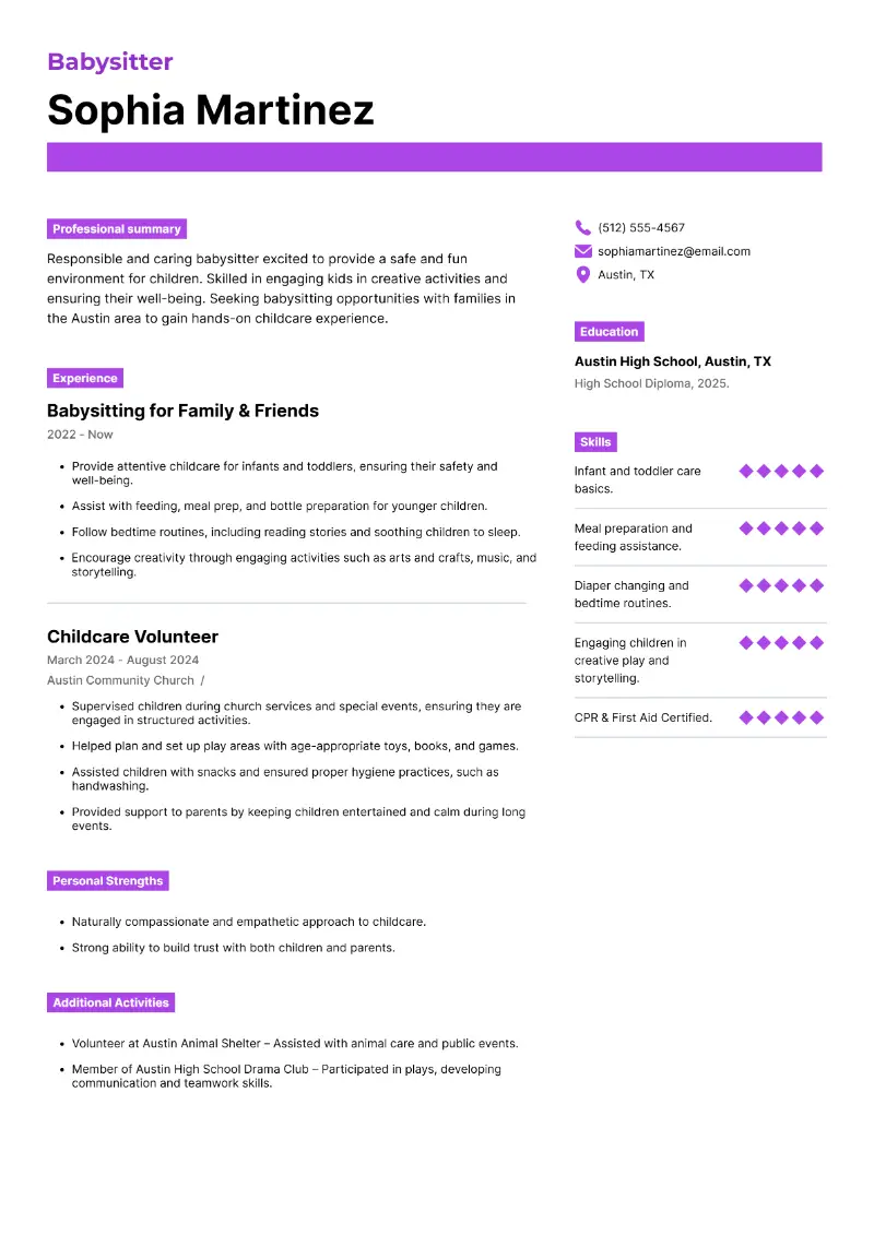 Babysitter Resume Babysitter Resume