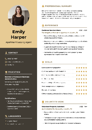 Apartment Leasing Agent Resume