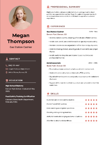 Gas Station Cashier Resume