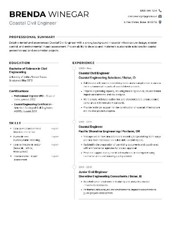 Coastal Civil Engineer Resume Coastal Civil Engineer Resume