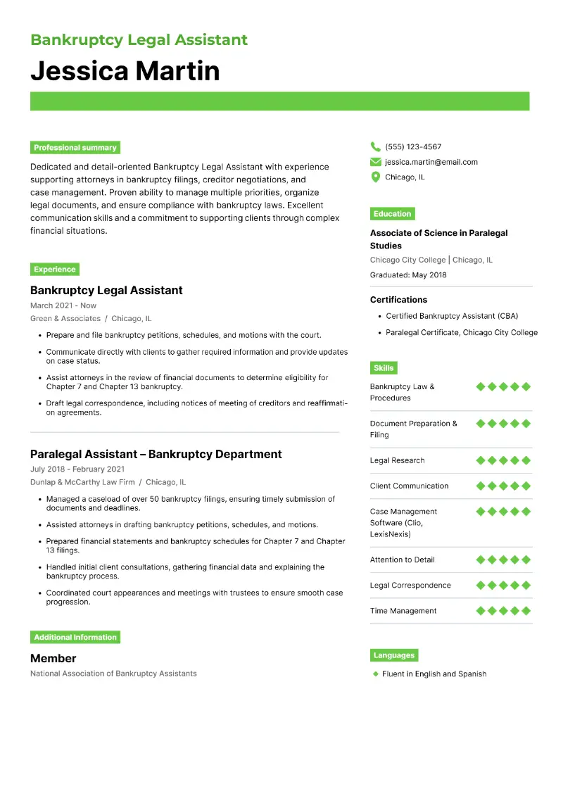 Bankruptcy Legal Assistant Resume Bankruptcy Legal Assistant Resume