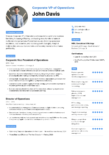 Corporate VP of Operations CV Sample