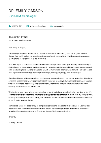 Clinical Microbiologist Cover Letter Clinical Microbiologist Cover Letter