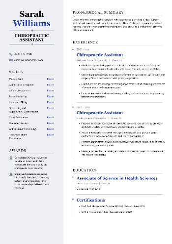 Chiropractic Assistant Resume