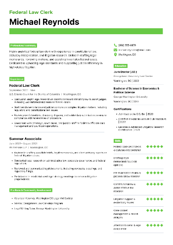 Federal Law Clerk Resume Federal Law Clerk Resume