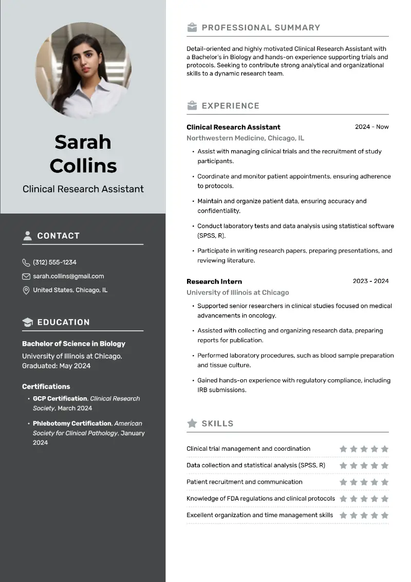 Entry-Level Research Assistant Resume Examples for 2025